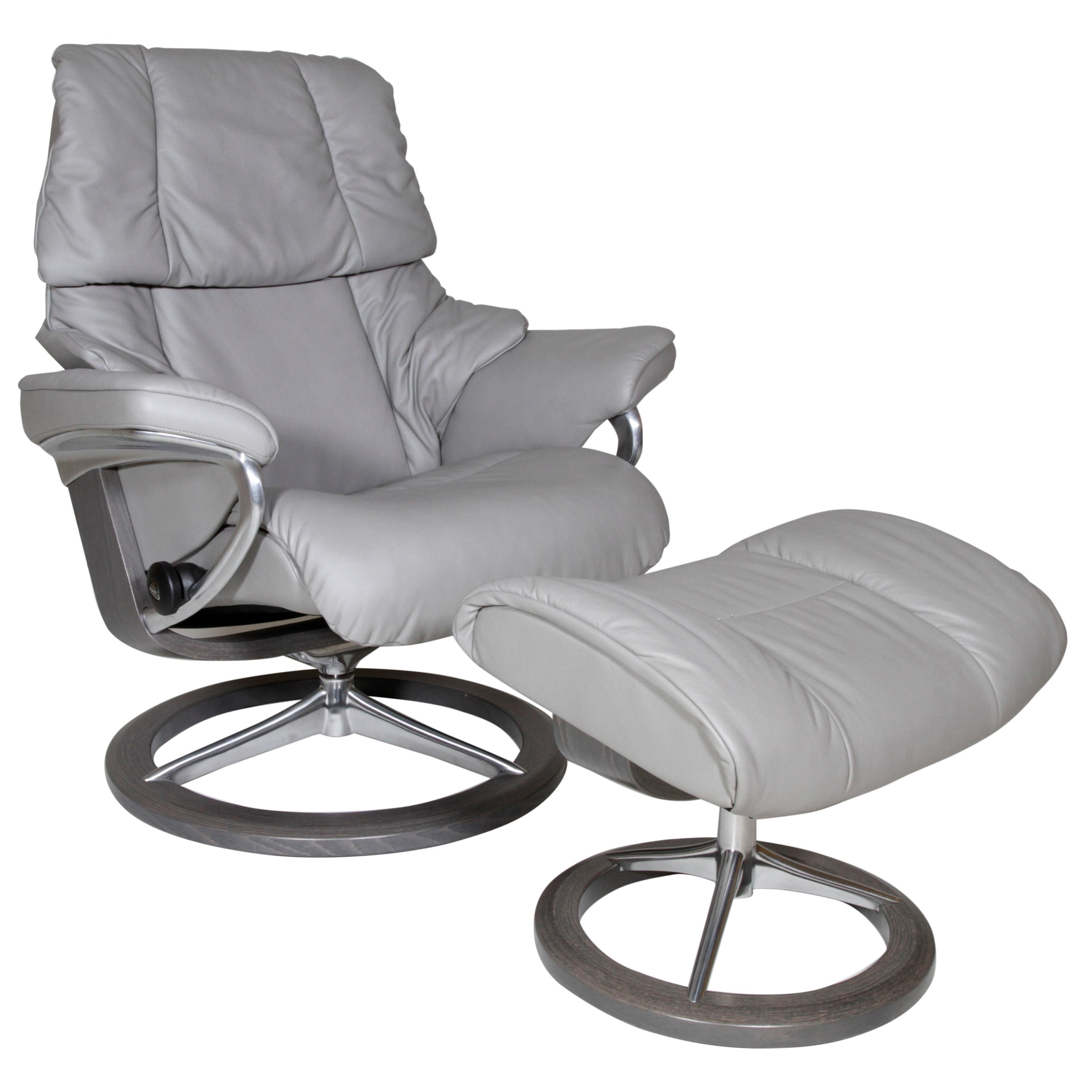 Stressless by Ekornes Reno LRLCHARENMPC Medium Reclining Chair and Ottoman with Signature Base